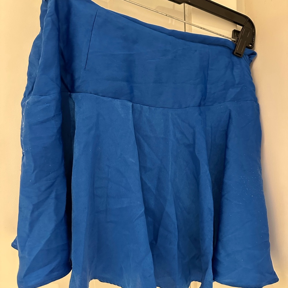 Zara Blue Pleated Skater Mini Skirt